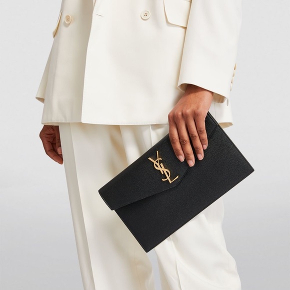 NEW!!! YSL Saint Laurent Uptown YSL Monogram Grain in Grained Pourde Nero Black - Picture 8 of 16